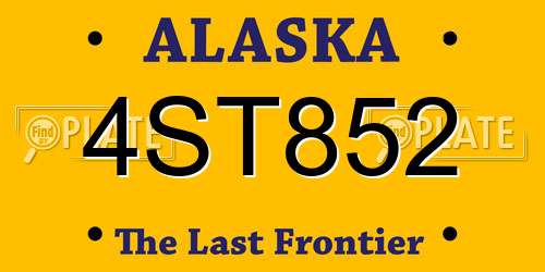 4ST852 Alaska License Plate