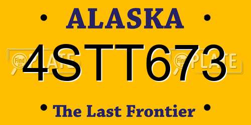 4STT673 Alaska License Plate