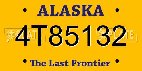 4T85132 Alaska License Plate