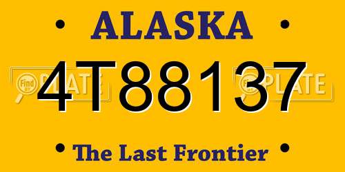 4T88137 Alaska License Plate