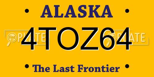 4TOZ64 Alaska License Plate