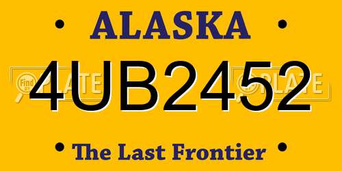 4UB2452 Alaska License Plate
