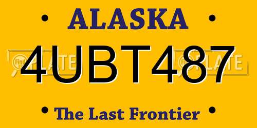 4UBT487 Alaska License Plate