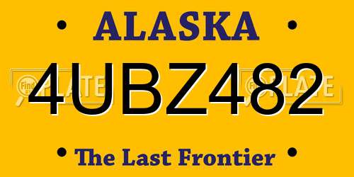 4UBZ482 Alaska License Plate