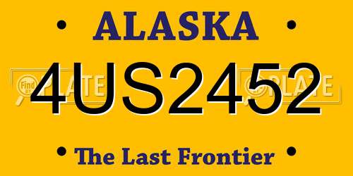 4US2452 Alaska License Plate