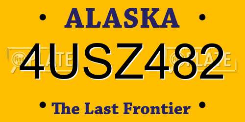 4USZ482 Alaska License Plate