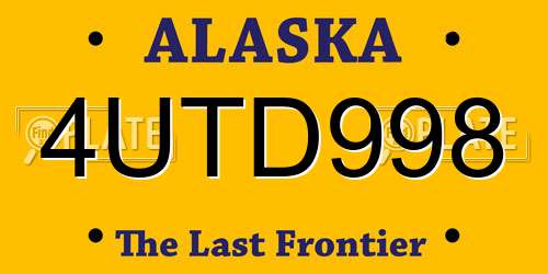 4UTD998 Alaska License Plate