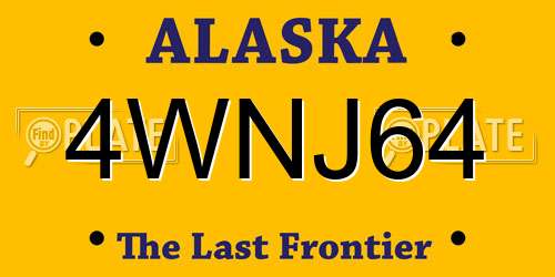 4WNJ64 Alaska License Plate