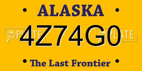4Z74G0 Alaska License Plate
