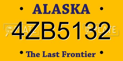 4ZB5132 Alaska License Plate