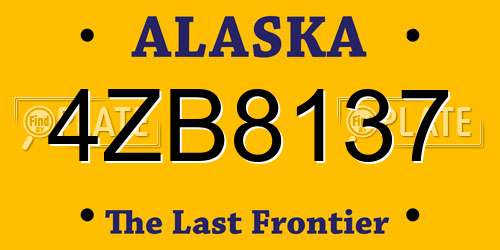 4ZB8137 Alaska License Plate