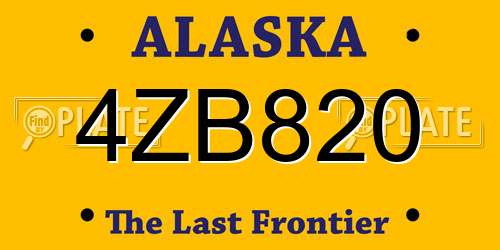 4ZB820 Alaska License Plate
