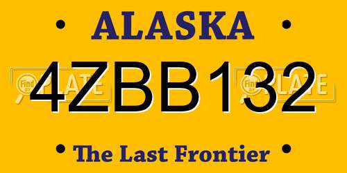 4ZBB132 Alaska License Plate