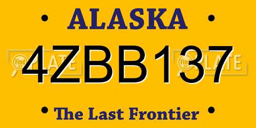 4ZBB137 Alaska License Plate
