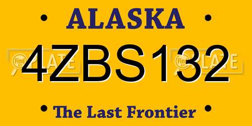 4ZBS132 Alaska License Plate