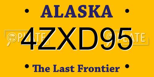 4ZXD95 Alaska License Plate