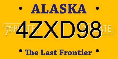 4ZXD98 Alaska License Plate