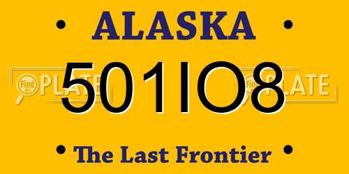 501IO8 Alaska License Plate