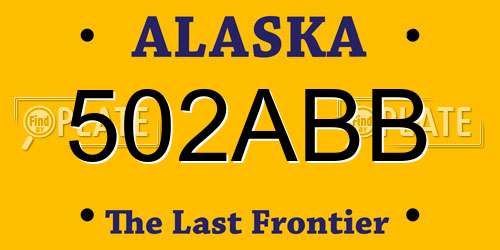 502ABB Alaska License Plate