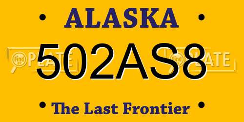 502AS8 Alaska License Plate