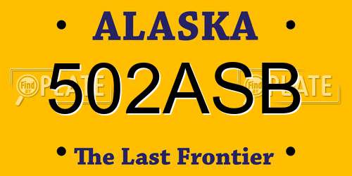 502ASB Alaska License Plate