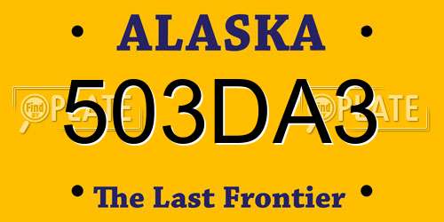 503DA3 Alaska License Plate