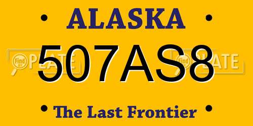 507AS8 Alaska License Plate