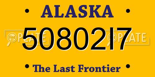 50802I7 Alaska License Plate