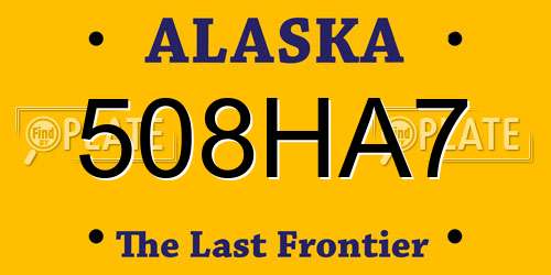 508HA7 Alaska License Plate