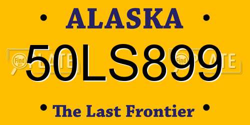 50LS899 Alaska License Plate