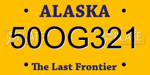 50OG321 Alaska License Plate