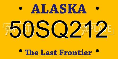 50SQ212 Alaska License Plate