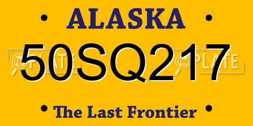 50SQ217 Alaska License Plate