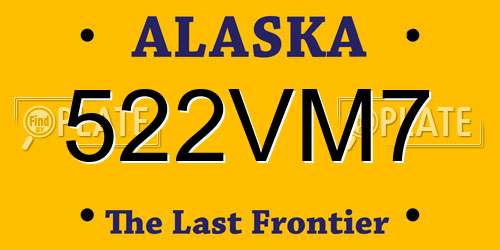 522VM7 Alaska License Plate