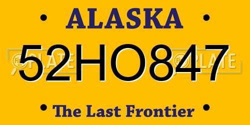52HO847 Alaska License Plate