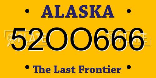 52OO666 Alaska License Plate