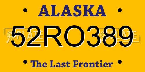 52RO389 Alaska License Plate