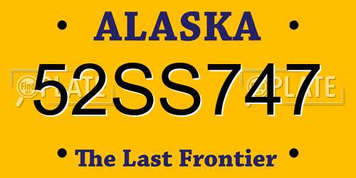 52SS747 Alaska License Plate