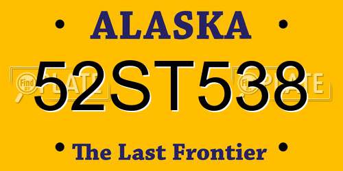 52ST538 Alaska License Plate