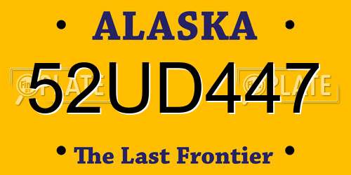 52UD447 Alaska License Plate