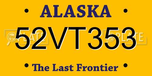 52VT353 Alaska License Plate