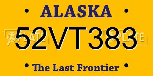 52VT383 Alaska License Plate
