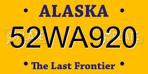 52WA920 Alaska License Plate
