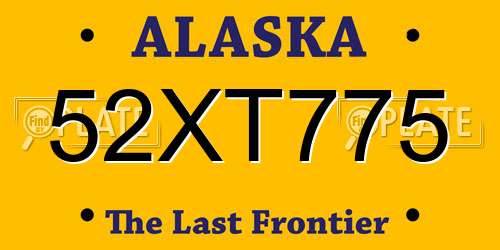 52XT775 Alaska License Plate