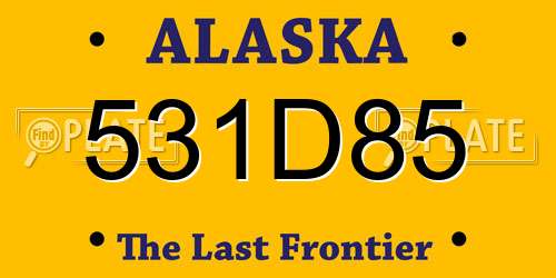 531D85 Alaska License Plate