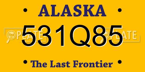 531Q85 Alaska License Plate