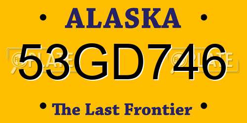 53GD746 Alaska License Plate