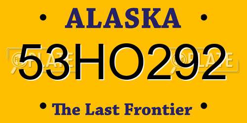 53HO292 Alaska License Plate
