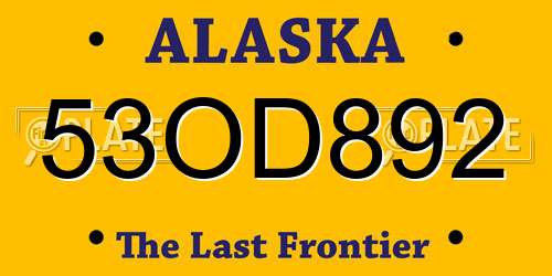 53OD892 Alaska License Plate