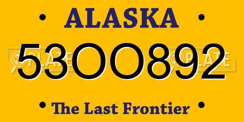 53OO892 Alaska License Plate